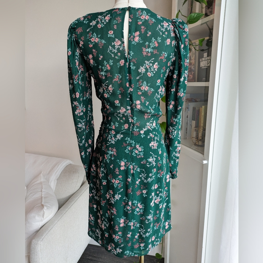 Reformation Juni Green Long Sleeve Dress - Picture 3 of 11